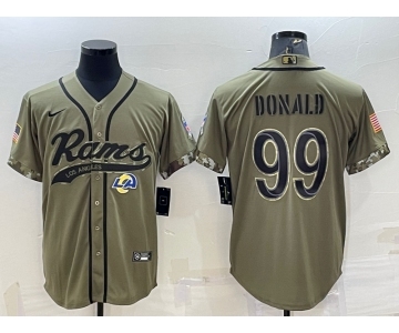 Men's Los Angeles Rams #99 Aaron Donald Olive 2022 Salute to Service Cool Base Stitched Baseball Jersey