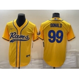 Men's Los Angeles Rams #99 Aaron Donald Yellow Stitched Cool Base Nike Baseball Jersey