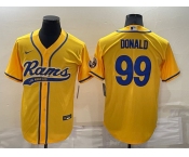 Men's Los Angeles Rams #99 Aaron Donald Yellow Stitched Cool Base Nike Baseball Jersey