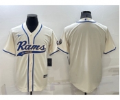 Men's Los Angeles Rams Blank Cream Stitched MLB Cool Base Nike Baseball Jersey