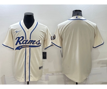 Men's Los Angeles Rams Blank Cream Stitched MLB Cool Base Nike Baseball Jersey