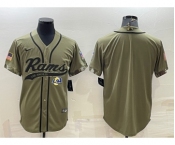 Men's Los Angeles Rams Blank Olive Salute to Service Cool Base Stitched Baseball Jersey