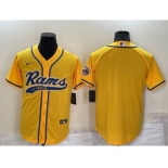 Men's Los Angeles Rams Blank Yellow Stitched MLB Cool Base Nike Baseball Jersey