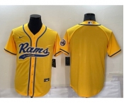 Men's Los Angeles Rams Blank Yellow Stitched MLB Cool Base Nike Baseball Jersey