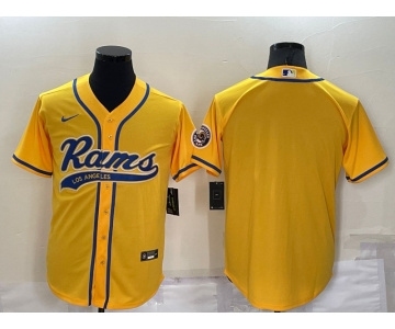 Men's Los Angeles Rams Blank Yellow Stitched MLB Cool Base Nike Baseball Jersey