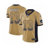 Men's Nike Los Angeles Rams #13 Kurt Warner Limited Gold Rush Drift Fashion NFL Jersey