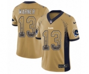 Men's Nike Los Angeles Rams #13 Kurt Warner Limited Gold Rush Drift Fashion NFL Jersey