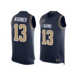 Men's Nike Los Angeles Rams #13 Kurt Warner Limited Navy Blue Player Name & Number Tank Top NFL Jersey