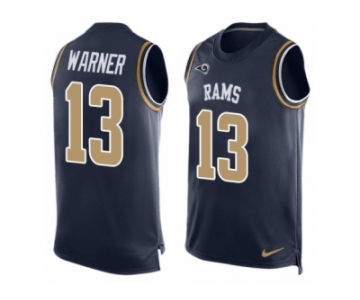 Men's Nike Los Angeles Rams #13 Kurt Warner Limited Navy Blue Player Name & Number Tank Top NFL Jersey