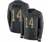 Men's Nike Los Angeles Rams #14 Sean Mannion Limited Black Salute to Service Therma Long Sleeve NFL Jersey