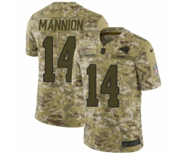 Men's Nike Los Angeles Rams #14 Sean Mannion Limited Camo 2018 Salute to Service NFL Jersey