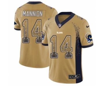 Men's Nike Los Angeles Rams #14 Sean Mannion Limited Gold Rush Drift Fashion NFL Jersey