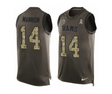 Men's Nike Los Angeles Rams #14 Sean Mannion Limited Green Salute to Service Tank Top NFL Jersey