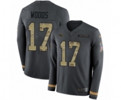 Men's Nike Los Angeles Rams #17 Robert Woods Limited Black Salute to Service Therma Long Sleeve NFL Jersey