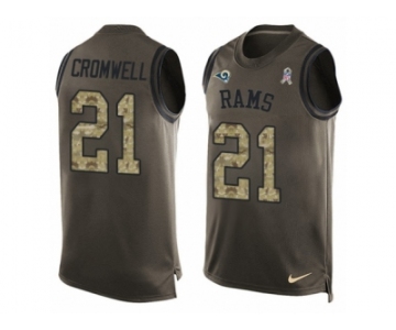 Men's Nike Los Angeles Rams #21 Nolan Cromwell Limited Green Salute to Service Tank Top NFL Jersey