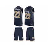 Men's Nike Los Angeles Rams #22 Trumaine Johnson Limited Navy Blue Tank Top Suit NFL Jersey