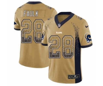 Men's Nike Los Angeles Rams #28 Marshall Faulk Limited Gold Rush Drift Fashion NFL Jersey