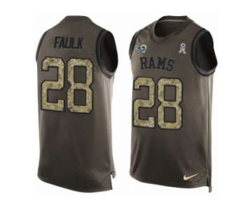 Men's Nike Los Angeles Rams #28 Marshall Faulk Limited Green Salute to Service Tank Top NFL Jersey