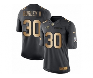 Men's Nike Los Angeles Rams #30 Todd Gurley Limited Black Gold Salute to Service NFL Jersey