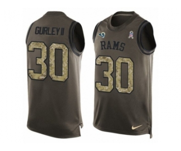 Men's Nike Los Angeles Rams #30 Todd Gurley Limited Green Salute to Service Tank Top NFL Jersey