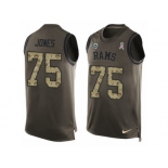 Men's Nike Los Angeles Rams #75 Deacon Jones Limited Green Salute to Service Tank Top NFL Jersey