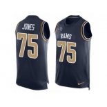 Men's Nike Los Angeles Rams #75 Deacon Jones Limited Navy Blue Player Name & Number Tank Top NFL Jersey