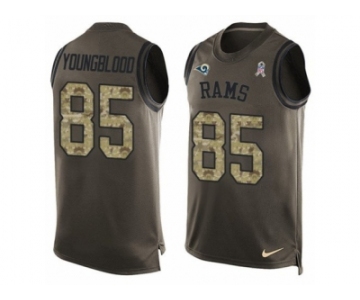 Men's Nike Los Angeles Rams #85 Jack Youngblood Limited Green Salute to Service Tank Top NFL Jersey