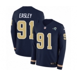 Men's Nike Los Angeles Rams #91 Dominique Easley Limited Navy Blue Therma Long Sleeve NFL Jersey