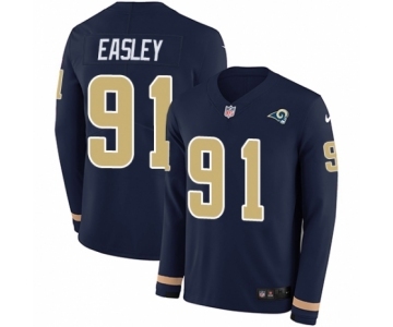 Men's Nike Los Angeles Rams #91 Dominique Easley Limited Navy Blue Therma Long Sleeve NFL Jersey