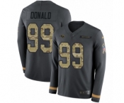 Men's Nike Los Angeles Rams #99 Aaron Donald Limited Black Salute to Service Therma Long Sleeve NFL Jersey