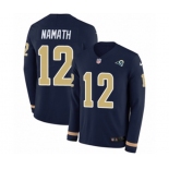 Nike Los Angeles Rams #12 Joe Namath Limited Navy Blue Therma Long Sleeve NFL Jersey