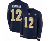 Nike Los Angeles Rams #12 Joe Namath Limited Navy Blue Therma Long Sleeve NFL Jersey