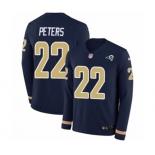 Nike Los Angeles Rams #22 Marcus Peters Limited Navy Blue Therma Long Sleeve NFL Jersey