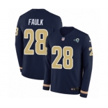 Nike Los Angeles Rams #28 Marshall Faulk Limited Navy Blue Therma Long Sleeve NFL Jersey