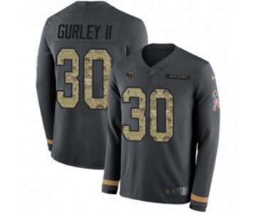 Nike Los Angeles Rams #30 Todd Gurley Limited Black Salute to Service Therma Long Sleeve NFL Jersey