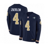 Nike Los Angeles Rams #4 Greg Zuerlein Limited Navy Blue Therma Long Sleeve NFL Jersey