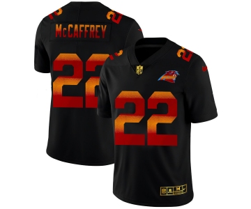 Carolina Panthers #22 Christian McCaffrey Men's Black Nike Red Orange Stripe Vapor Limited NFL Jersey