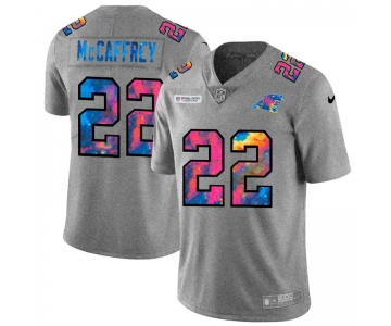 Carolina Panthers #22 Christian McCaffrey Men's Nike Multi-Color 2020 NFL Crucial Catch NFL Jersey Greyheather