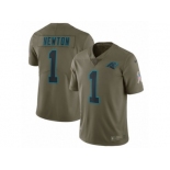 Men Nike Carolina Panthers #1 Cam Newton Limited Olive 2017 Salute to Service NFL Jersey