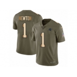 Men Nike Carolina Panthers #1 Cam Newton Limited Olive Gold 2017 Salute to Service NFL Jersey