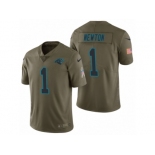 Men Nike Carolina Panthers #1 Cam Newton Olive 2017 Salute to Service Limited Jerseys