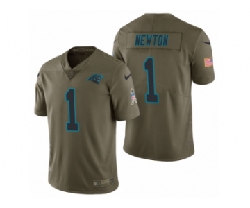 Men Nike Carolina Panthers #1 Cam Newton Olive 2017 Salute to Service Limited Jerseys