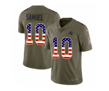 Men Nike Carolina Panthers #10 Curtis Samuel Limited Olive USA Flag 2017 Salute to Service NFL Jersey