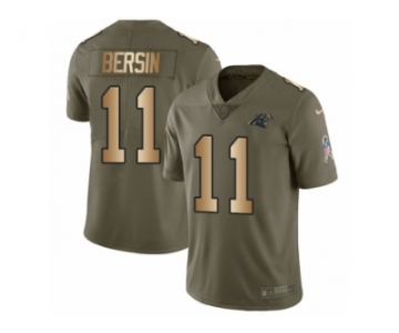 Men Nike Carolina Panthers #11 Brenton Bersin Limited Olive Gold 2017 Salute to Service NFL Jersey