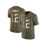 Men Nike Carolina Panthers #12 Charles Johnson Limited Olive Gold 2017 Salute to Service NFL Jersey