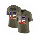 Men Nike Carolina Panthers #12 Charles Johnson Limited Olive USA Flag 2017 Salute to Service NFL Jersey