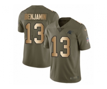 Men Nike Carolina Panthers #13 Kelvin Benjamin Limited Olive Gold 2017 Salute to Service NFL Jersey