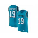 Men Nike Carolina Panthers #19 Russell Shepard Blue Rush Player Name & Number Tank Top NFL Jersey