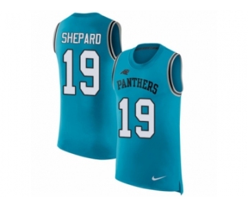 Men Nike Carolina Panthers #19 Russell Shepard Blue Rush Player Name & Number Tank Top NFL Jersey