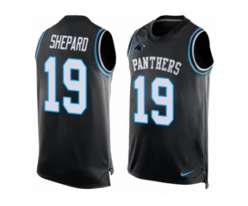 Men Nike Carolina Panthers #19 Russell Shepard Limited Black Player Name & Number Tank Top NFL Jersey